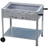 Edelstahl Holzkohlegrill 3er mobile Standfüsse u. Zwischenablage 65 x 53 x 80 cm