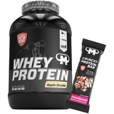 3kg Mammut Whey Protein Eiweißshake - Set inkl. Protein Shaker, Riegel, Powderbank oder Tasse (Apfelstrudel, Mammut Protein Bar - Raspberry)