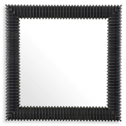 Casa Padrino Luxus Wandspiegel Schwarz 100 x 6 x H. 100 cm - Quadratischer Spiegel mit hochwertigem Mahagoni Rahmen - Wohnzimmer Spiegel - Schlafzimmer Spiegel - Garderoben Spiegel - Luxus Möbel