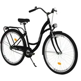 28 Zoll Damenfahrrad MILORD Citybike Stadtrad Vintage Schwarz Fahrrad 1 Gang - schwarz