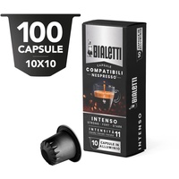 Bialetti Nespresso-kompatible Kapseln, intensiver Geschmack (Intensität 11), 100 Aluminiumkapseln (10 Packungen mit 10 Kapseln), 900 g