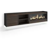 SKRAUT HOME TV-Lowboard 212x50x35 cm Dunkler Eiche/Schwarz Holzwerkstoff