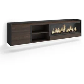 SKRAUT HOME TV-Lowboard 212x50x35 cm Dunkler Eiche/Schwarz Holzwerkstoff