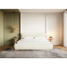 Selsey Polsterbett Mit Bettkasten, Cremeweiß mit goldenen Metallfüßen, 140 cm