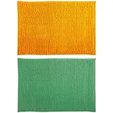 MSV 2er Set Badteppich Oruga aus Polyester, 40 x 60 cm, grün-Safran