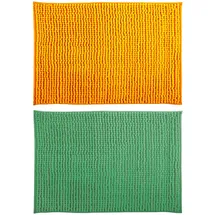 MSV 2er Set Badteppich Oruga aus Polyester, 40 x 60 cm, grün-Safran