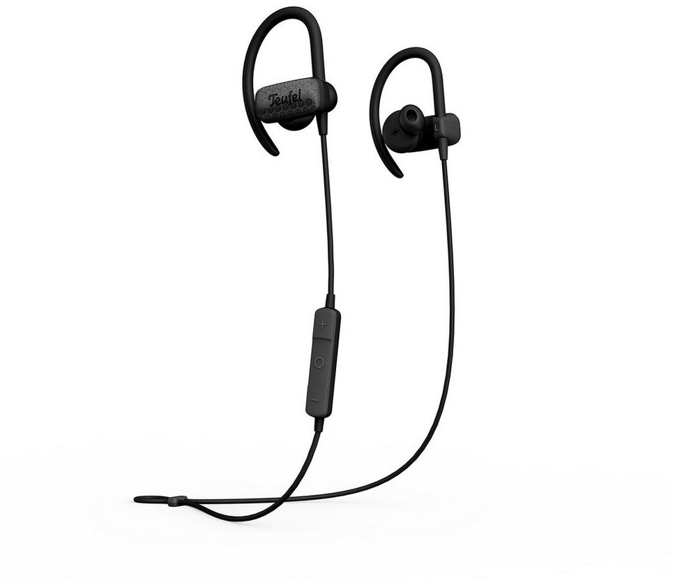 Teufel AIRY SPORTS Bluetooth-Kopfhörer (Wasserdicht nach IPX7, Freisprecheinrichtung mit Qualcomm, ShareMe-Funktion: zwei Kopfhörer kabellos mit einem Smartphone verbinden) schwarz Lautsprecher Teufel