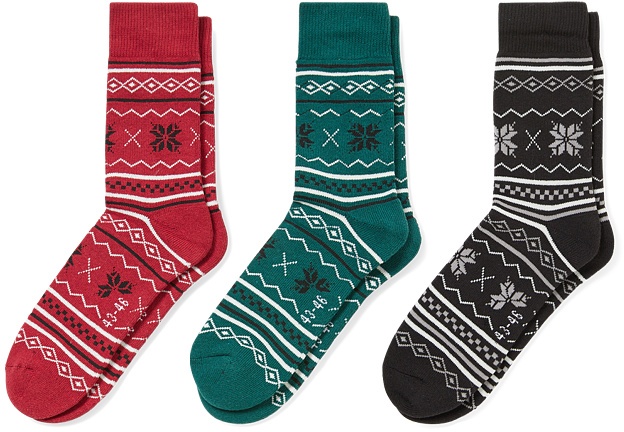 Multipack 3er-Weihnachtssocken mit Motiv-Schneeflocken, Multicolor, 39-42