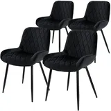 ML-Design 4er Set Esszimmerstühle Wohnzimmerstühle Küchenstuhl Schwarz, Samt