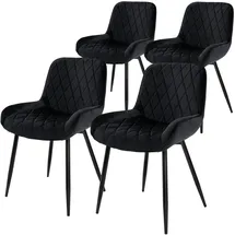 ML-Design 4er Set Esszimmerstühle Wohnzimmerstühle Küchenstuhl Schwarz Samt