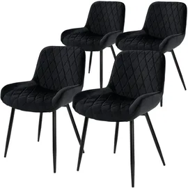 ML-Design 4er Set Esszimmerstühle Wohnzimmerstühle Küchenstuhl Schwarz Samt