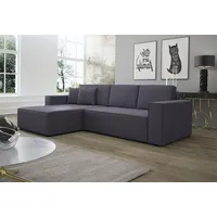 Fun Möbel Ecksofa Schlafsofa Sofa CONOR PREMIUM Kunstleder Soft Grau Ottomane Links - Grau