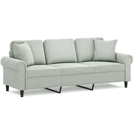 vidaXL 3-Sitzer-Sofa mit Zierkissen Hellgrau 180 cm Samt