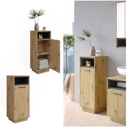 Vicco Midischrank Badschrank Badezimmermöbel Beatrice Eiche Anthrazit modern 38x93 Badezimmer Schrank Badmöbel Schranktür Schrankfach Ablage Aufbewahrung