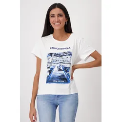 Rundhalsshirt, mit Frontprint, Gr. 44, ecru, , 90872955-44