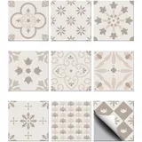 CHGCRAFT 36 Stück Blumen Fliesenaufkleber Geometrische Peel Fliesenaufkleber 10x10cm Wandfliesenaufkleber Wasserdicht selbstklebend Stick auf Fliesenabziehbilder für Küche Bad Wandkunst Dekor