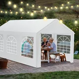 NAIZY Partyzelt 3x6 m Pavillon mit Wasserdicht Dach & Abnehmbaren Seitenwänden Gartenpavillon Stabil Winterfest Gartenzelt aus PE-Gewebe & Metall Rohr Familienzelt, Weiß