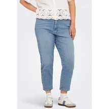 ONLY CARMAKOMA High-waist-Jeans ONLY CARMAKOMA "CAREMILY STRETCH HW STR ANK DNM CRO1 NOOS", Damen, Gr. 44, Länge 32, blau (light blau denim), Denim/Jeans, Obermaterial: 99% Baumwolle, 1% Elasthan, unifarben, Jeans High-Waist-Jeans