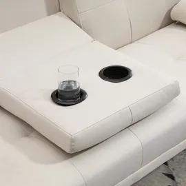 Homcom Schlafsofa Leinenoptik 3-Sitzer Grau/Beige