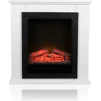 Classic Fire Elektrokamin Lugano 1800W - Elektrischer Kamin mit Heizung, LED Beleuchtung, einstellbarem Thermostat bis zu 50 Grad - 71 x 70 x 22 cm - Weiß/Schwarz