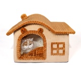 Jiupety Bären-Katzenhaus für Katzen,Schornstein-Katzenhaus für Innenkatzen,Tierhaus für 1.4-4.5 kg Katze und Hunde,Faltbare Mit Herausnehmbarem Anti-Rutsch Großer Raum für alle Jahreszeiten geeignet