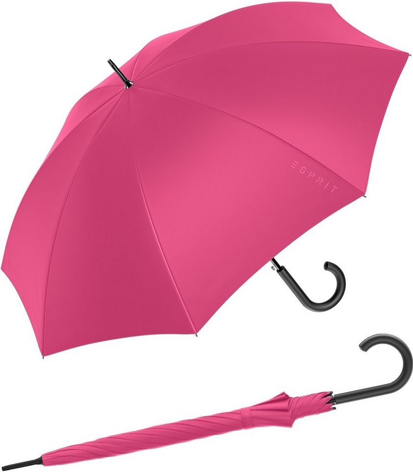 Esprit Stockregenschirm Damen-Regenschirm mit Automatik HW 2023, groß und stabil, in den Trendfarben - magenta rosa