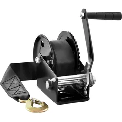 VEVOR Seilwinde 544,3kg Handseilwinde 208x138x149mm Bootswinde 2-Wege-Ratsche/1-Gang Handwinde mit ca. 7m Polyesterband Gurtwinde mit ergonomischen Griff Handseilzug Winde für Fahrzeuge und Boote