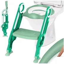 Kidiz KIDIZ® Kinder Toilettensitz Toilettentrainer mit Treppe und Griffe Faltbar Kindertoilette WC Sitz Töpfchentrainer Lerntöpfchen bequemem Kissen und breiten Stufen Toilettentreppe höhenverstellbar