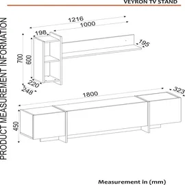 moebel17 Wohnwand Veyron Rebab Braun Dunkelgrau Marmor Optik )