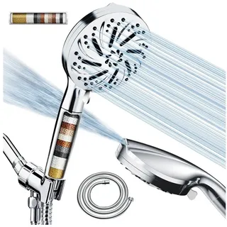 Cobbe Duschkopf mit Filter, Hochdruck Handbrause mit Schlauch, 6 Strahlarten Duschkopf Wassersparend mit Filtration in 20 Schichten, Duschbrause für Hartes Wasser,Rest-Chlor,Bakterien, Schwermetall