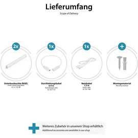 PARLAT LED Unterbau-Leuchten Rigel, je 31,3cm, 40cm Kabel, je 445lm, weiß, 2er Set