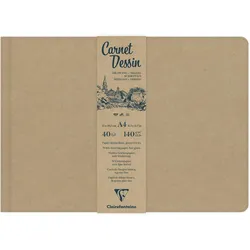 Clairefontaine 2x Zeichenbuch A4 mit Fadenbindung, 40 Blatt 140g - Kartonbraun 975964C