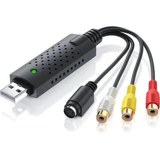 CSL Video Grabber USB Typ A, S-Video, Composite CVBS, Cinch zu USB 2.0 Typ A Stecker, USB Videograbber Audio Video Konverter, PAL NTSC, VHS zu DVD