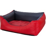 CopcoPet Rocco Orthopädisches Visco Hundebett Hundesofa Wendebett Kunstleder L/XL ca. 100 x 80 cm Orthopädisch Rot Grau