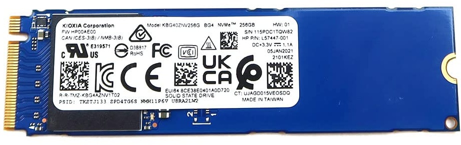 Kioxia SSD 256GB BG4 M.2 2280 NVMe PCIe Gen3 x4 KBG40ZNV256G L57447 Solid State Drive für Laptop Desktop Ultrabook PS5 Konsole