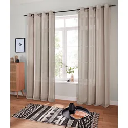 Gardine »Fiete«, (1 St.), Leinen Optik, monochrom, basic, pflegeleicht, verschiedene Größen, 70535659-3 beige