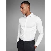 JACK & JONES "JJPRPARMA SHIRT L/S NOOS", Herren, Gr. XS, N-Gr, weiß, Web, Obermaterial: 98% Baumwolle, 2% Elasthan, sehr schmal taillenbedeckt, ohne Ausschnitt, Ärmel mit Ärmelschlitz 2-Knopf-Manschette, Hemden, mit Hemdkragen