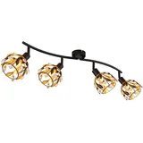 GLOBO Deckenleuchte Esszimmerlampe Deckenlampe Wohnzimmerlampe Schwarz Gold Kristalle