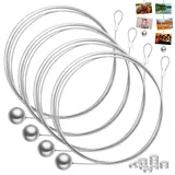 4 Stück Fotodrahtseil mit 48 Magneten Fotodraht mit Magneten Fotoseil Magnetseil Fotos Bilderseil Zum Aufhängen Knopfmagnete Einstellbare Fotodrahtseil zum Aufhängen Foto Postkarten