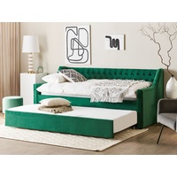 Tagesbett ausziehbar Samtstoff smaragdgrün Lattenrost 90 x 200 cm MONTARGIS
