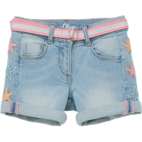 s.Oliver Junior Girls 2130048 Jeans Short mit Embroidery und Gürtel, blau 116/REG