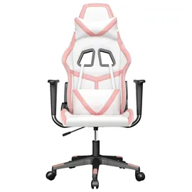 vidaXL Gaming-Stuhl mit Massagefunktion Weiß und Rosa Kunstleder