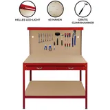 MONSTER SHOP Werkbank Metall 120x155x60 cm Rot