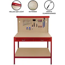 MONSTER SHOP Werkbank Metall 120x155x60 cm Rot
