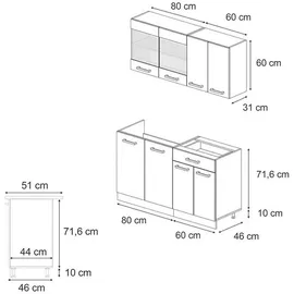 Vicco Küchenzeile R-Line 140 cm Anthrazit