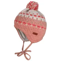 Maximo Strickmütze im Grobstrick-Jacuard mit Pompon und Futter: rosa