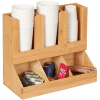 Relaxdays Kaffee Organizer, 6 Fächer, Bambus, HBT: 29,5 x