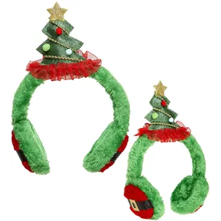 Widmann 09569 - Ohrwärmer Weihnachtsbaum, Weihnachten, Kopfschmuck, Kostüm, Accessoire, Karneval, Mottoparty