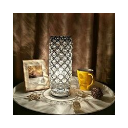 Langray - Kristalllampe, Lampenschirm Nachttischlampe, kreative Mode Kristall Silber Tischlampe,