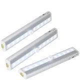 Gadpiparty 3stücke Led-schrankleuchten Mit Bewegungsmelder Und Magnetstreifen Leds Batteriebetrieben Schrankbeleuchtung Für Kleiderschrank Und Schranklicht Kaltes Licht Silber